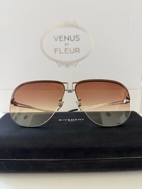 Givenchy Gold Frame Sunglasses with Brown Gradient Lenses